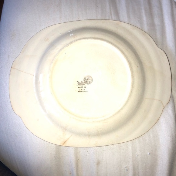 Vintage China floral Wheat Gold Serving Platter Fall Thanksgiving Dish Made USA - Picture 2 of 7